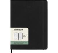 Moleskine Agenda Hebdomadaire avec Espace pour des Notes12 Mois 2024, Agenda 2024, Format XL 19x25, Couverture Souple et Fermeture Elastique, Couleur Noir