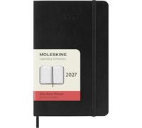 Moleskine Agenda Quotidien 2027, Agenda de 12 Mois avec Couverture Souple et Fermeture Élastique, Format Pocket 9x14 Cm, Couleur Noir