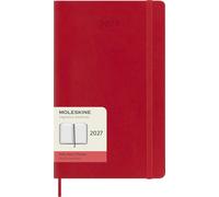 Moleskine Agenda Quotidien 2027, Agenda de 12 Mois avec Couverture Souple et Fermeture Élastique, Grand Format 13x21cm, Couleur Rouge Écarlate