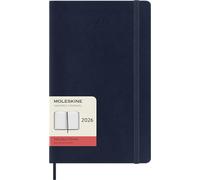 Moleskine Agenda journalier 2026 – 12 mois, grand 13x21 cm, couverture souple, élastique, bleu