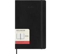 Moleskine Agenda Quotidien, Agenda Journalier 2026 12 Mois, Avec Couverture Souple et Fermeture Élastique, Format Large 13x21, Couleur Noire