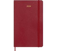Moleskine Agenda Semainier 12 Mois 2024 avec du Coffret, Agenda 2024, Format Large 13x21, Couverture Souple et Fermeture à élastique, Fausse Peau de Serpent, Couleur Rouge