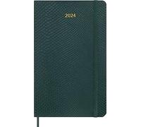Moleskine Agenda Semainier 12 Mois 2024 avec du Coffret, Agenda 2024, Format Large 13x21, Couverture Souple et Fermeture à élastique, Fausse Peau de Serpent, Couleur Vert