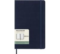 Moleskine Agenda semainier 18 mois 2023/2024, L/A5, 1 sem. = 1 page, ligné à droite, couverture rigide, saphir
