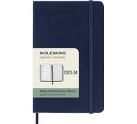 Moleskine Agenda semainier 18 mois 2023/2024, P/A6, 1 sem. = 1 page, ligné à droite, couverture rigide, saphir