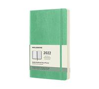 Moleskine Agenda Semainier 2022, Agenda Planner 12 Mois et Carnet de Notes Hebdomadaire avec couverture souple, Grand Format 13 x 21 cm, Vert Glace, 144 Pages