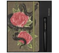 Moleskine Coffret Cadeau Collection Année du Serpent, avec Carnet Large Ligné, Stylo à Bille Kaweco Noir, Autocollants et Enveloppes Porte-bonheur et Boîte Réutilisable, Collection Année du Serpent