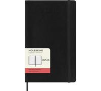 Moleskine Agenda quotidien 2025-2026 18 mois Format large 13x21 cm Couverture souple Noir