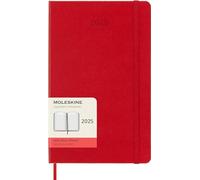 Moleskine Daily Planner, Agenda Journalier 12 Mois 2025, Couverture Rigide et Fermeture Élastique, Couleur Rouge Écarlate, Format Large 13x21 cm