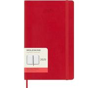 Moleskine Daily Planner, Agenda Journalier 12 Mois 2025, Couverture Souple et Fermeture Élastique, Couleur Rouge Écarlate, Format Large 13x21 cm