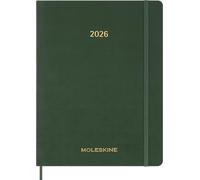 Moleskine Essential Planner 2025-2026, Agenda Hebdomadaire Vertical 15 Mois, Avec Créneaux Horaires Quotidiens, Couverture Souple, Couleur Vert Myrte, Format XXL 23,5x28,14