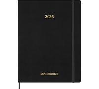 Moleskine Essential Planner 2025-2026, Agenda Hebdomadaire Verticale 15 Mois Avec Créneaux Horaires Quotidiens, Couverture Souple, Couleur Noire, Format XXL 23,5x28,14