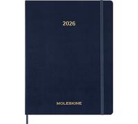 Moleskine Essential Planner 2025-2026, Agenda Hebdomadaire Verticale 15 Mois, Avec Créneaux Horaires Quotidiens, Couverture Souple, Couleur Bleue, Format XXL 23,5x28,14
