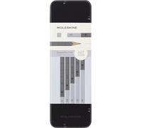 Moleskine Graphite Drawing Pencil Set (5 Graded Pencils), Black, Grey