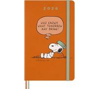 Moleskine Peanuts Agenda Hebdomadaire 2026, 12 Mois avec Espace pour les Notes, Couverture Rigide, Fermeture Élastique et Autocollants Thématiques, Format Large 13 x 21 cm
