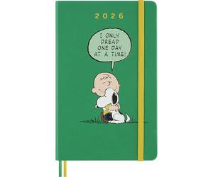 Moleskine Peanuts Agenda Journalier 2026, 12 Mois, avec Couverture Rigide, Fermeture Élastique et Autocollants Thématiques, Format Large 13 x 21 cm