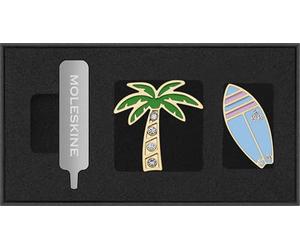 Moleskine Pins Thème Pays,Set de Pins Palmier et Planche de Surf, US West Coast, pour Carnets et Agendas, Accessoires Décoratifs et Idée Cadeau