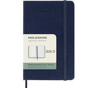 Moleskine Weekly Planner 2024-2025, Agenda Hebdomadaire 18 Mois 2025 avec Espace Pour Notes, avec Couverture Rigide et Fermeture Élastique, Format Pocket 9 x 14 cm, Couleur Bleu Saphir