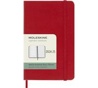Moleskine Weekly Planner 2024-2025, Agenda Hebdomadaire 18 Mois 2025 avec Espace Pour Notes, avec Couverture Rigide et Fermeture Élastique, Format Pocket 9 x 14 cm, Couleur Rouge Écarlate