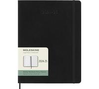 Moleskine Weekly Planner 2024-2025, Agenda Hebdomadaire 18 Mois 2025 avec Espace Pour Notes, avec Couverture Souple et Fermeture Élastique, Format XL 19 x 25 cm, Couleur Noir