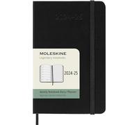 Moleskine Weekly Planner 2024-2025, Agenda Hebdomadaire 18 Mois 2025 avec Espace Pour Notes, avec Couverture Rigide et Fermeture Élastique, Format Pocket 9 x 13 cm, Couleur Noir