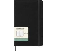 Moleskine Agenda hebdomadaire horizontal 2025-2026 – 18 mois, grand 13×21 cm, noir