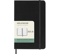 Moleskine Weekly Planner 2025-2026, Agenda Hebdomadaire 18 Mois, Agenda Horizontale avec Couverture Rigide et Fermeture Élastique, Format Pocket 9 x 14 cm, Couleur Noire