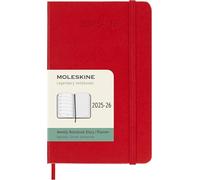 Moleskine Weekly Planner 2025-2026, Agenda Hebdomadaire 18 Mois avec Espace pour Notes, Couverture Rigide et Fermeture Élastique, Format Pocket 9 x 14 cm, Couleur Rouge Ecarlate