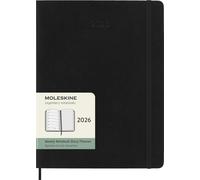 Moleskine Agenda hebdomadaire 2026 – 12 mois, espace pour notes, couverture souple XL 19×25 noir