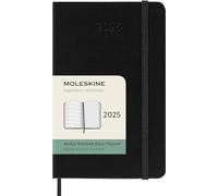 Moleskine Weekly Planner, Agenda Hebdomadaire avec Espace Pour Notes 12 Mois 2025, Couverture Rigide Et Fermeture Élastique, Couleur Noir, Format Pocket 9x14 cm