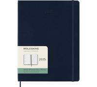 Moleskine Weekly Planner, Agenda Hebdomadaire avec Espace pour Notes 12 Mois 2025, Couverture Rigide et Fermeture Élastique, Couleur Bleu Saphir, Format Extra Large 19x25 cm