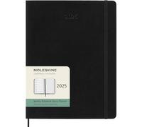 Moleskine Weekly Planner, Agenda Hebdomadaire avec Espace pour Notes 12 Mois 2025, Couverture Souple et Fermeture Élastique, Couleur Noir, Format Extra Large 19x25 cm