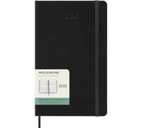 Moleskine Agenda semainier grand format 2025 — couverture rigide, fermeture élastique, noir
