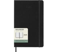 Moleskine Weekly Planner, Agenda Hebdomadaire Horizontal 12 Mois 2025, Couverture Rigide et Fermeture Élastique, Couleur Noir, Format Large 13x21 cm