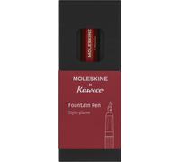 Moleskine x Kaweco Stylo Plume en Plastique ABS avec Plume Taille M Plaquée Or pour Écrivains, Preneurs de Notes, Cartouche d'Encre Bleue Incluse, Couleur Rouge