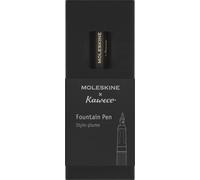 Moleskine x Kaweco Stylo Plume en Plastique ABS avec Plume Taille M Plaquée Or pour Écrivains, Preneurs de Notes, Cartouche d'Encre Bleue Incluse, Couleur Noir