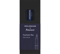 Moleskine x Kaweco Stylo Plume en Plastique ABS avec Plume Taille M Plaquée Or pour Écrivains, Preneurs de Notes, Cartouche d'Encre Bleue Incluse, Couleur Bleu
