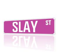 MOLESS Panneau « SLAY ST » - Panneau de rue rose 40,6 x 10,2 cm pour filles, décoration de chambre esthétique Y2K, art mural tendance pour chambre d'adolescente, style grunge ou vintage, 2462