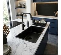 Robinetterie Cuisine Molette mitigeur évier à douchette extractible noir mat Essebagno