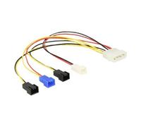 Molex 4 pin > 4 x 2 pin fan (12 V / 7 V / 5 V) - Câble d'alimentation de ventilateur - alimentation interne 4 plots (M) pour Molex 2 broches - 20 cm