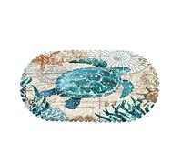 MOLFUJ Tapis de Bain antidérapant en Forme de Tortue de mer avec ventouses, Tapis de Douche Ovale en Forme de Galets pour Baignoire, Tapis de Bain décoratif en Vinyle antidérapant, décoration sur Le