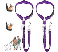MOLHEM Lot de 2 ceintures de sécurité pour chien pour voiture, harnais de sécurité élastique réglable pour voiture, laisse rembourrée élastique anti-choc (violet)