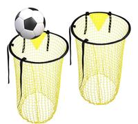 MOLHEM Lot de 2 filets de football pliables, durables et portables, bacs supérieurs pour la pratique du tir, les jeux dans le jardin, enfants et adultes (utilisation en intérieur/extérieur)