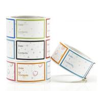 MOLHEM Lot de 4 rouleaux (800 pièces) d'étiquettes de congélation de 2,5 x 4,1 cm - Adhésif ultra puissant, imperméable et réutilisable pour le stockage des aliments, les bocaux et la préparation des