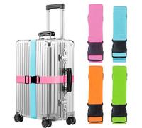 MOLHEM Lot de 4 sangles de bagage épaisses renforcées et robustes, réglables (bleu + rose + orange + vert)