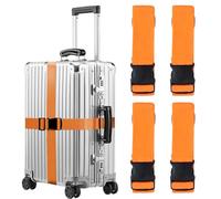 MOLHEM Lot de 4 sangles de bagage épaisses, renforcées et robustes, réglables (orange)