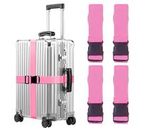MOLHEM Lot de 4 sangles de bagage épaisses, renforcées et robustes, réglables (rose)