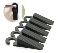 MOLHEM Lot de 5 butées de porte en caoutchouc à suspendre - Design cale robuste, protection murale et amortissement du son, idéal pour les sols épais et les planchers, noir