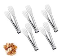 MOLHEM Lot de 5 pinces de cuisine en acier inoxydable, 17,8 cm, prise en main facile, anti-adhésive