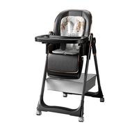 MoLi Cuir PU Chaise Haute, Chaise Haute Bébé Plateau Double Couche, Amovible Chaises Hautes, Siège Réglable Chaises Hautes Bebe (8122 Black)